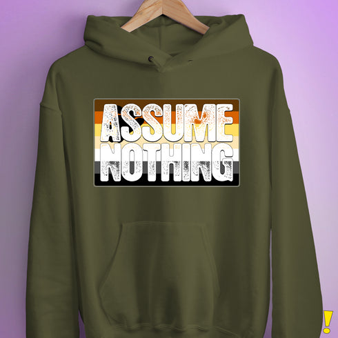Assume Nothing Bear Pride Flag Hoodie - Army